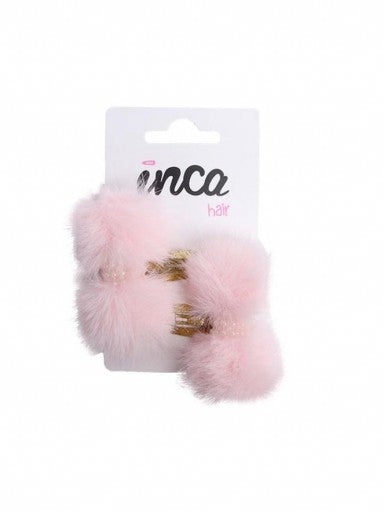 Set 2 clips con pelito rosa