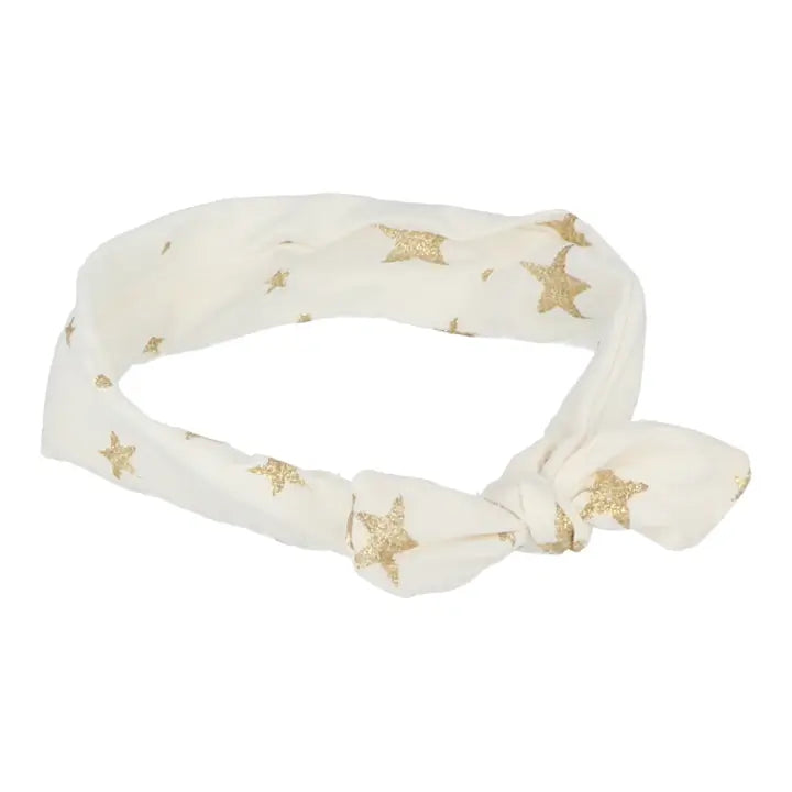 Diadema de tela con lazo anudado con estrellas (20x3,5cm)