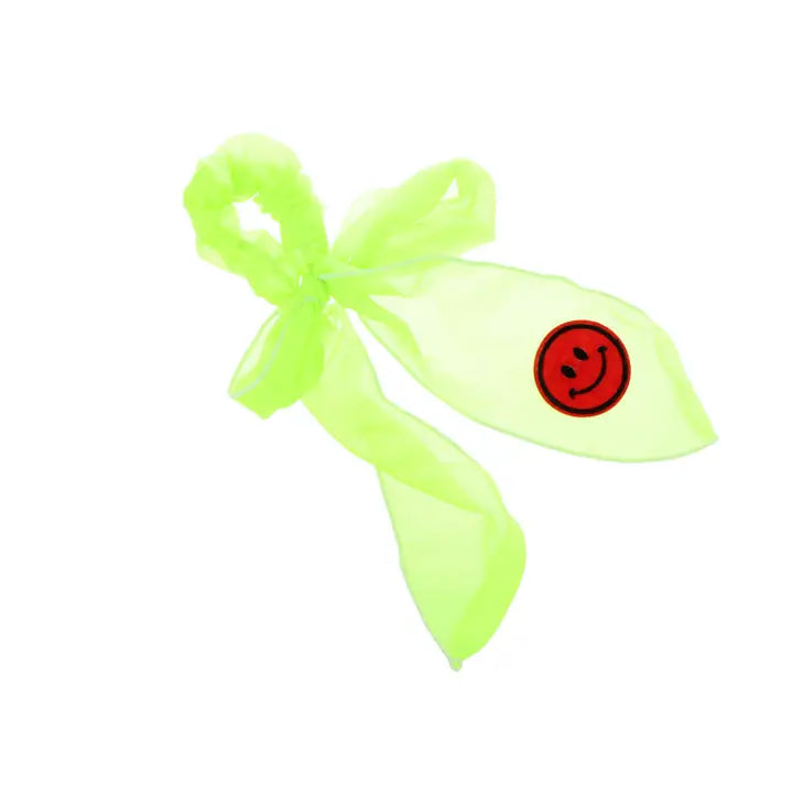 Coletero arrugado con lazo y parche. Colores fluor