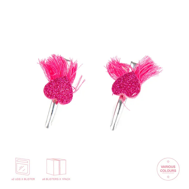 Pack de 2 pinzas corazón con flecos