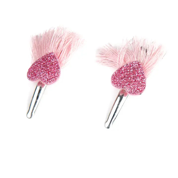 Pack de 2 pinzas corazón con flecos