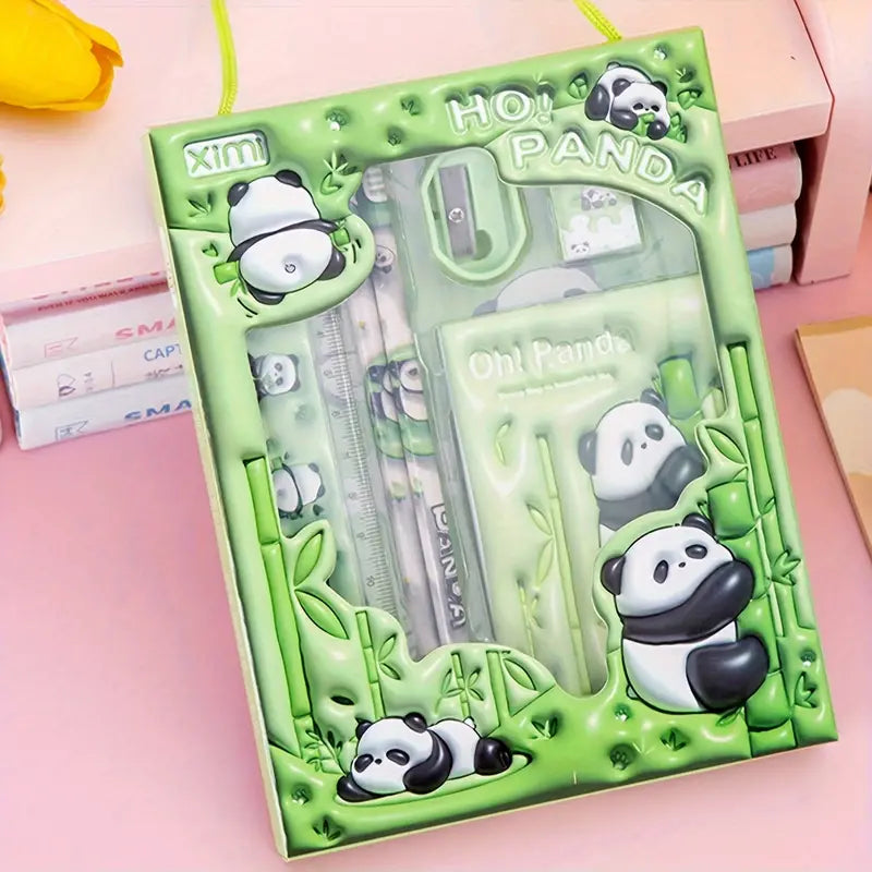 Juego de Papelería de Dibujos Animados Divertidos de 6 Piezas Verde