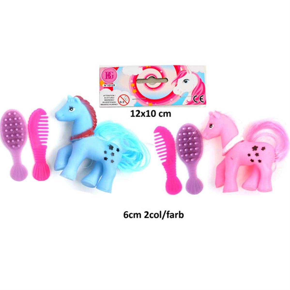 Mini poni de pelo de 6 cm (par 36)