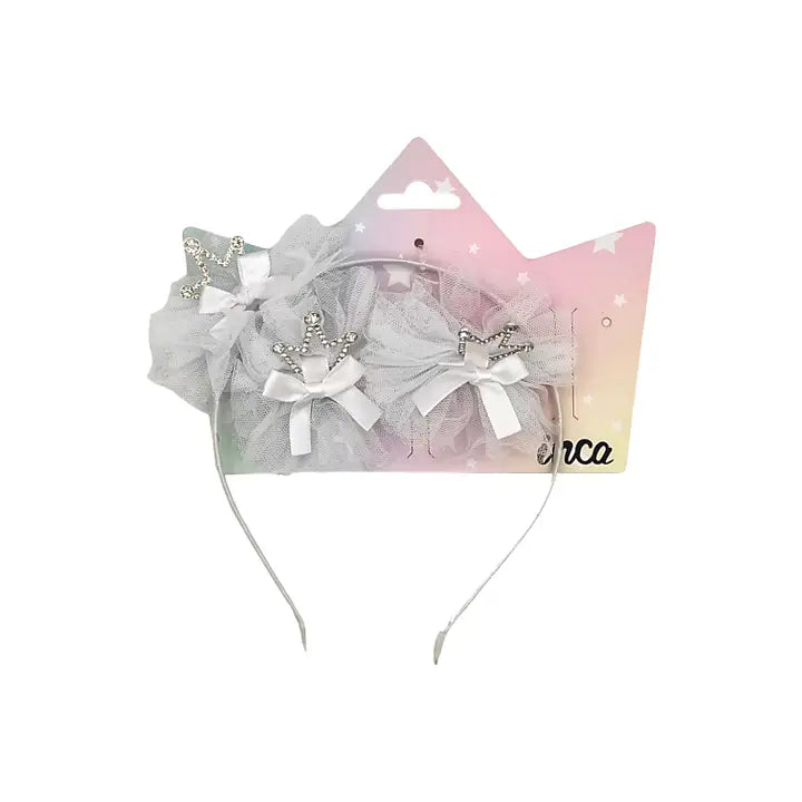 Set diadema y cocodrilos con tul y corona