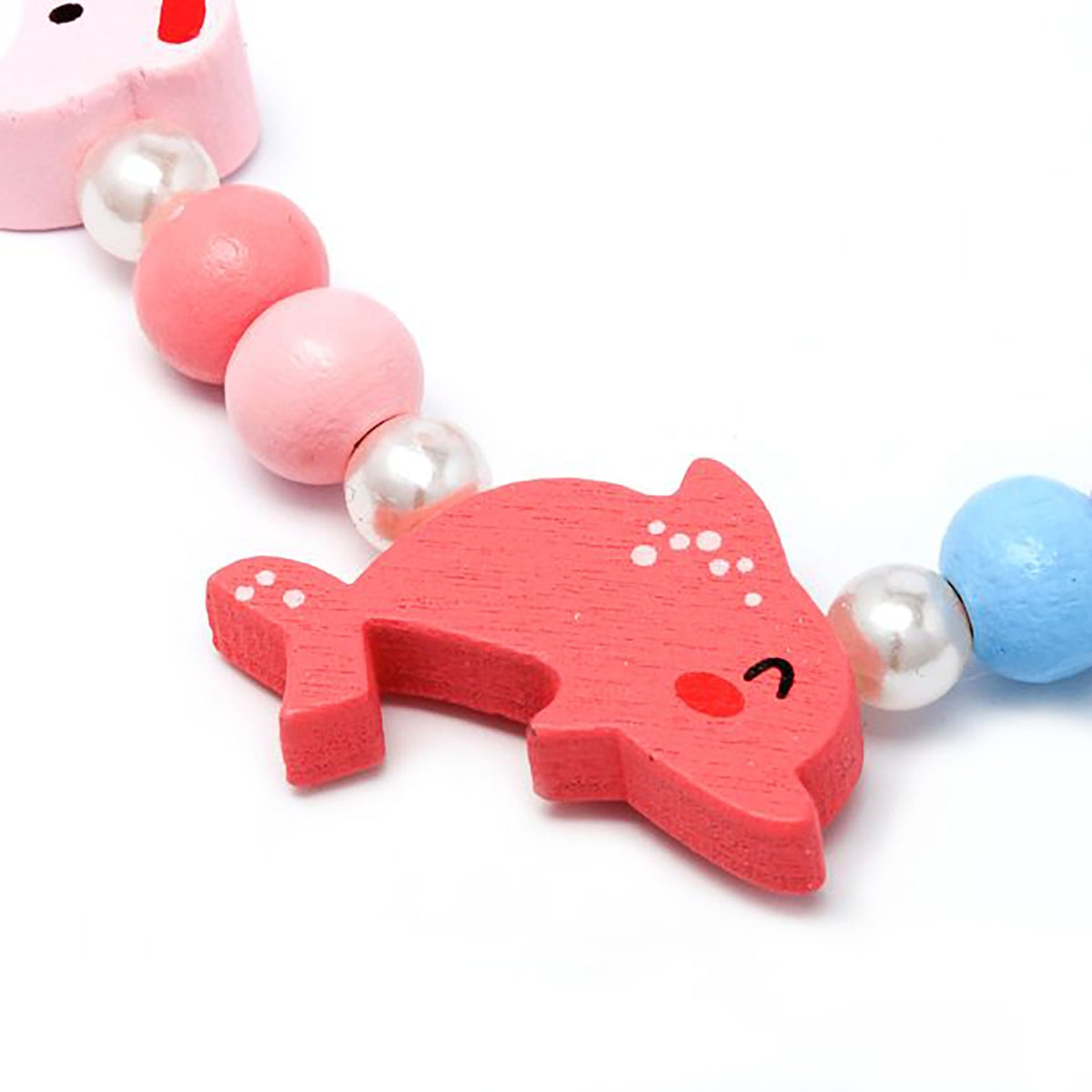 Set de Collar y Pulsera de Madera - Plástico - Delfín y Oso