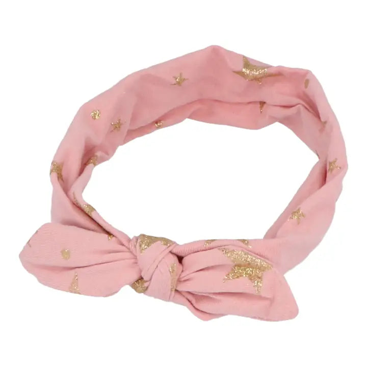 Diadema de tela con lazo anudado con estrellas (20x3,5cm)