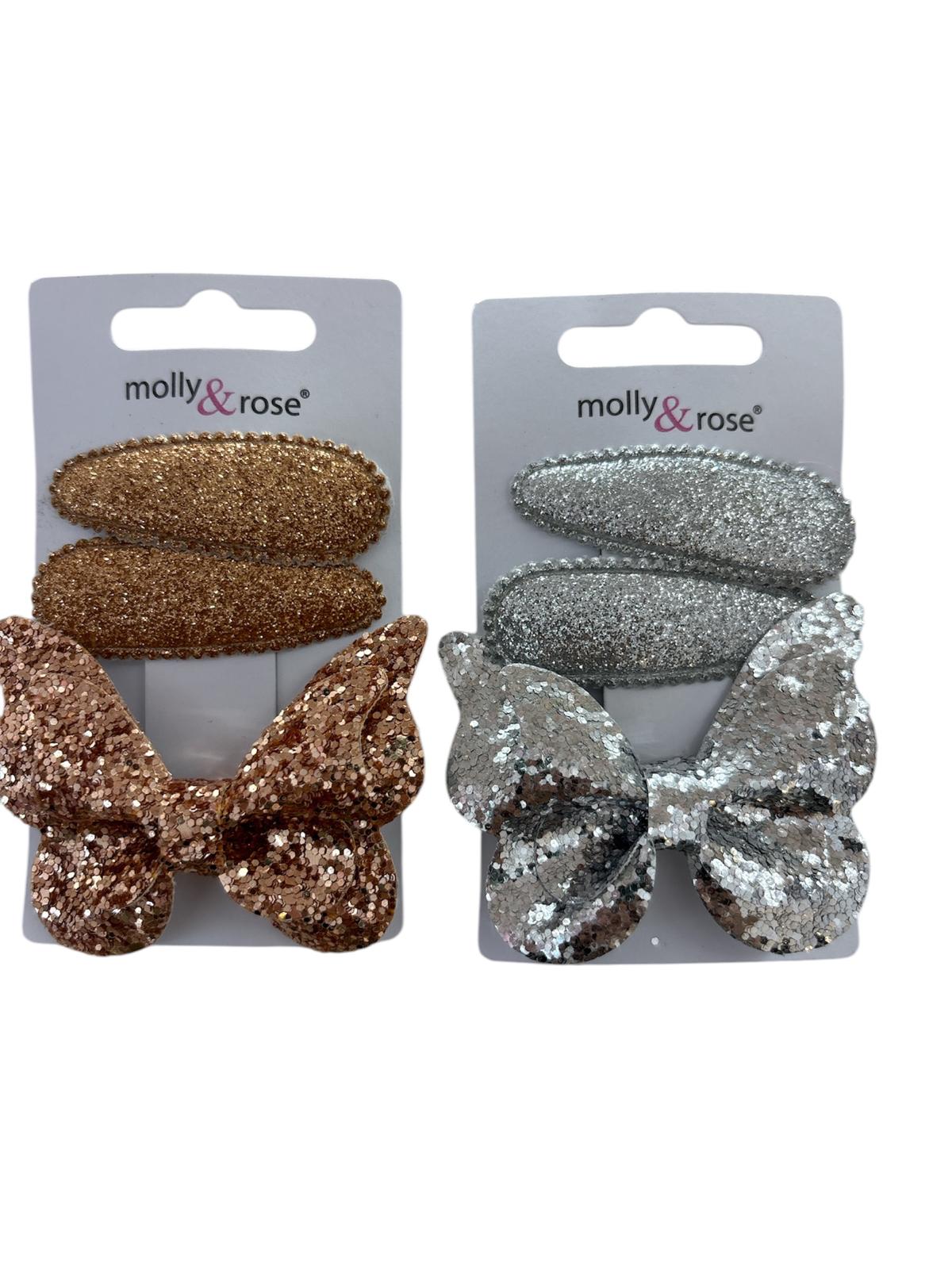 PACK COCODRILO MARIPOSA PURPURINA Y 2 CLIPS RECUBIERTOS