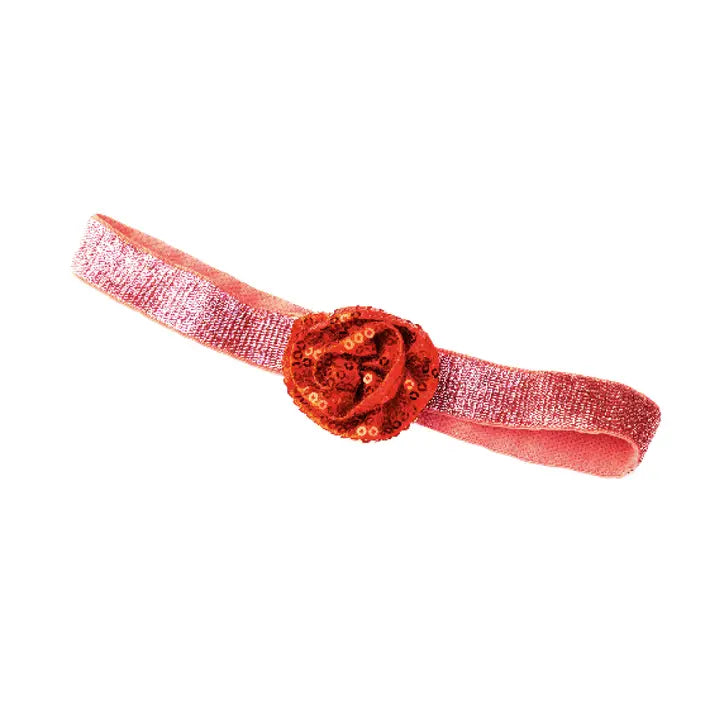Cinta elástica con rosa de lentejuelas