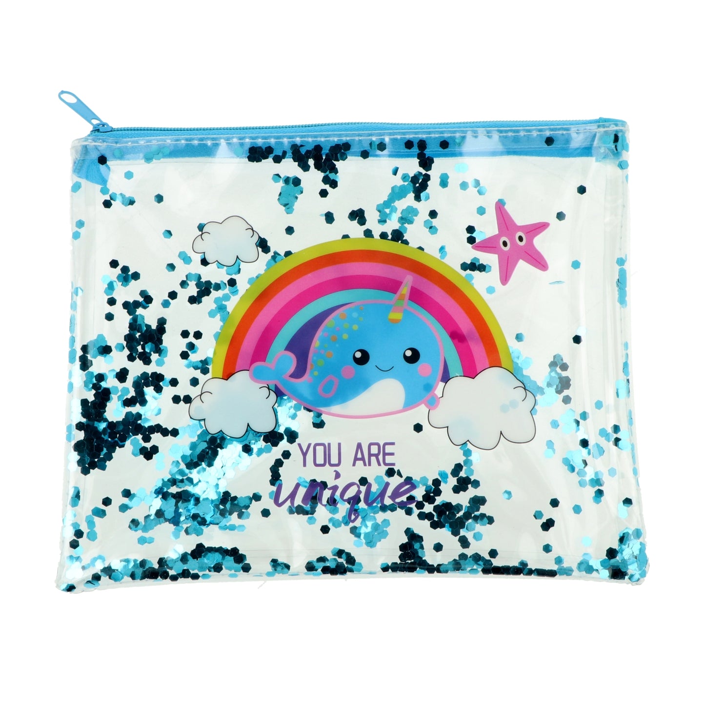 Estuche con brillantina (Ballena, unicornio)