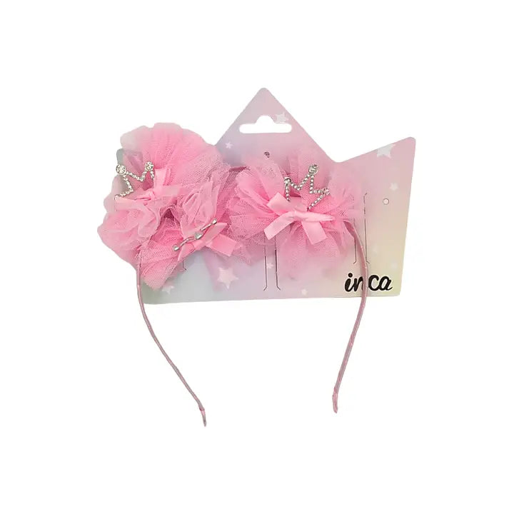 Set diadema y cocodrilos con tul y corona