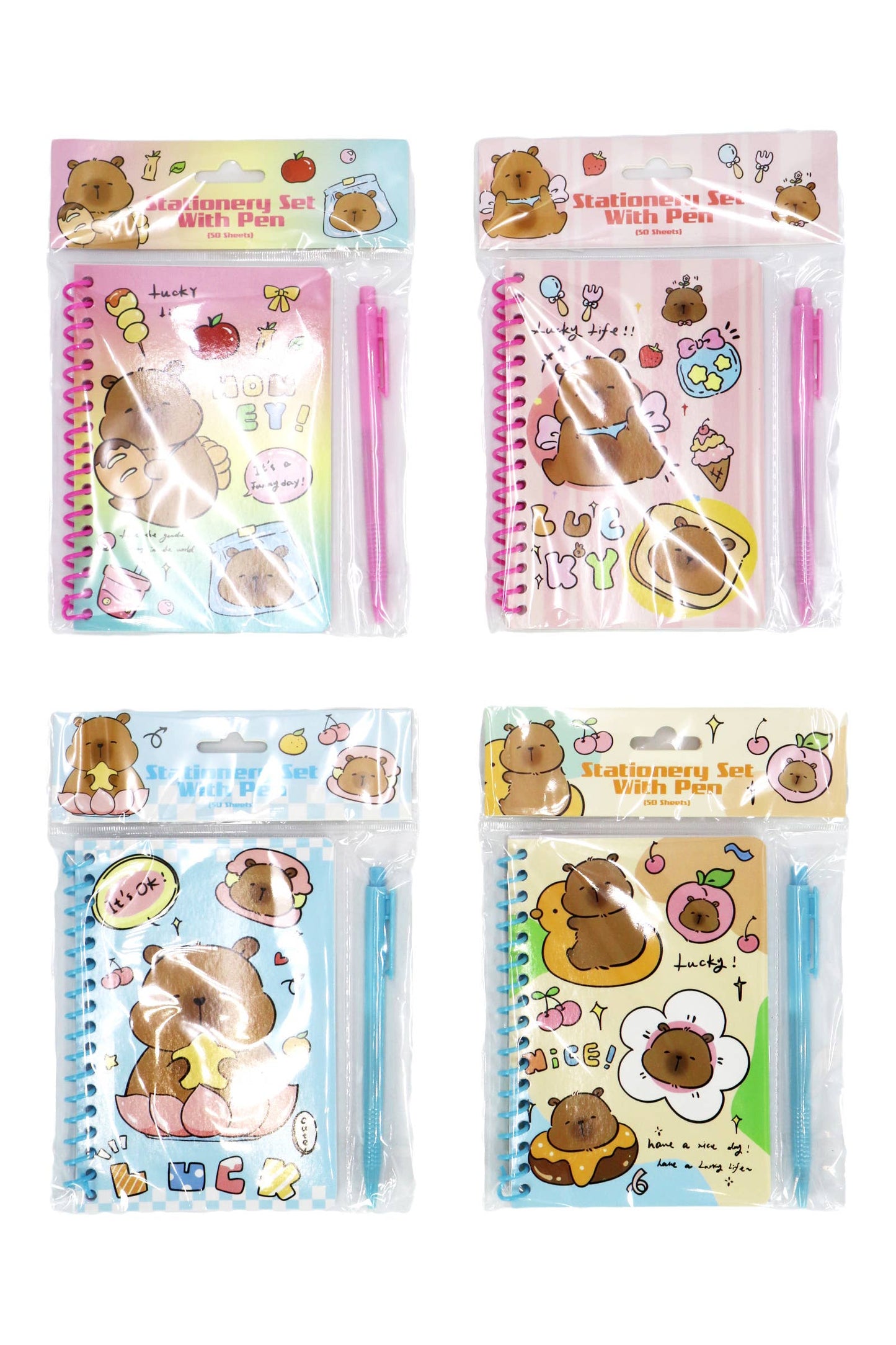 Cuaderno de espiral de 50 páginas con bolígrafo de capibara