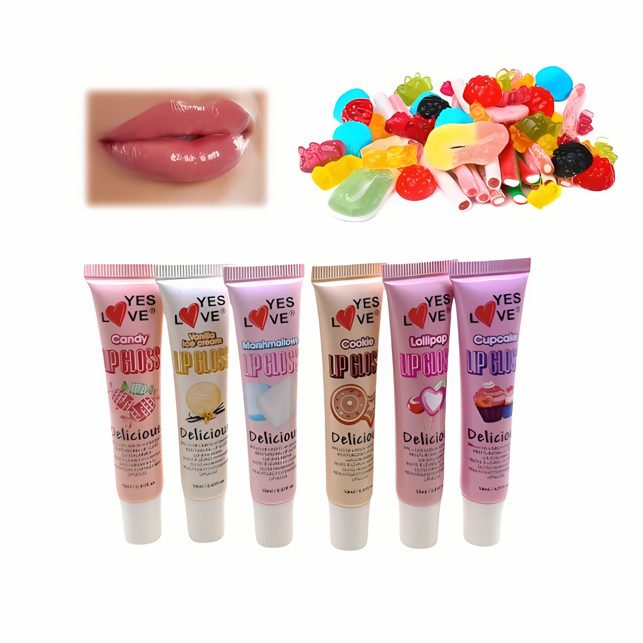 Brillo de labios hidratante dulces mix tubo