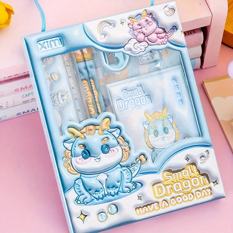 Juego de Papelería de Dibujos Animados Divertidos de 6 Piezas celeste