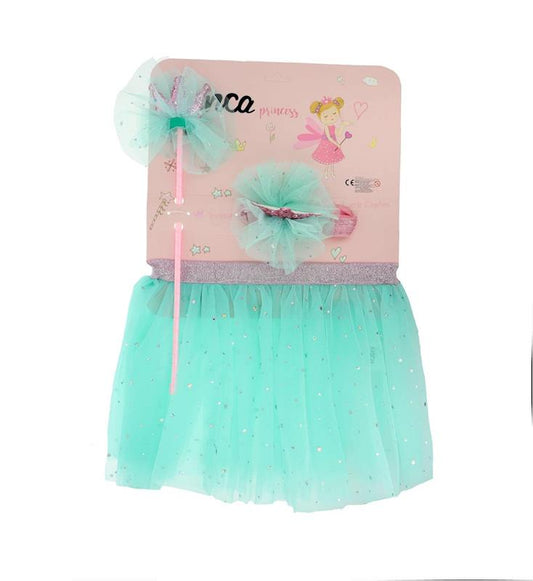 Set tutu + varita + cinta elástica corona