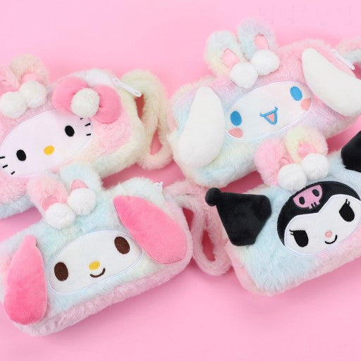 Estuche doble multiuso degradado esponjoso de Sanrio, estuche para lápices