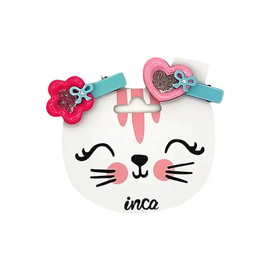 Set de 2 cocodrilos corazón y flor (5cm)