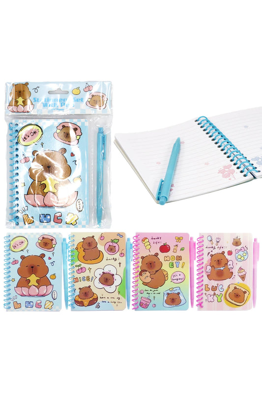 Cuaderno de espiral de 50 páginas con bolígrafo de capibara
