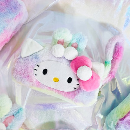 Estuche doble multiuso degradado esponjoso de Sanrio, estuche para lápices