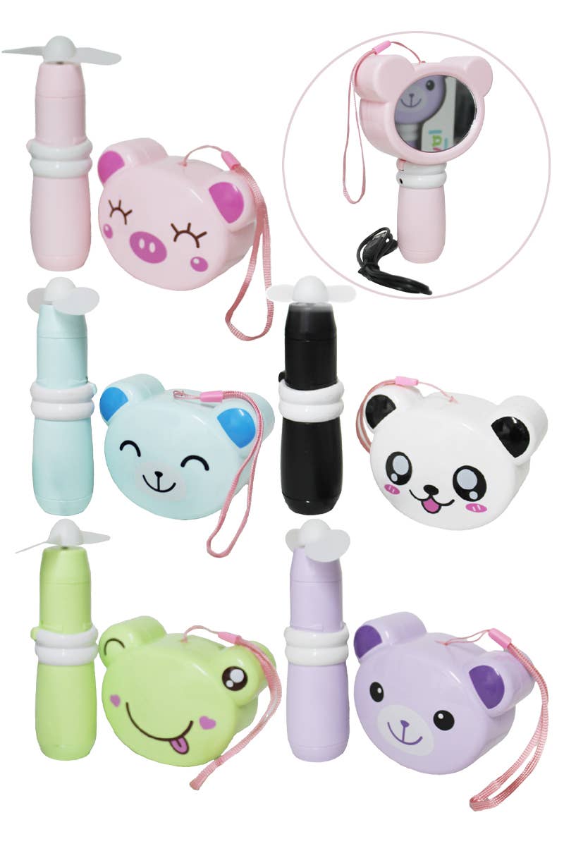Ventilador eléctrico portátil Animal Pals con espejo