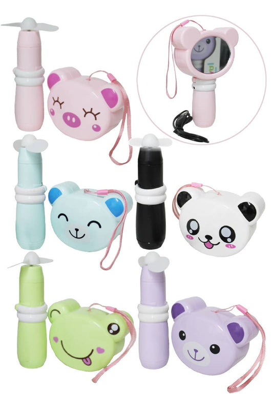 Ventilador eléctrico portátil Animal Pals con espejo