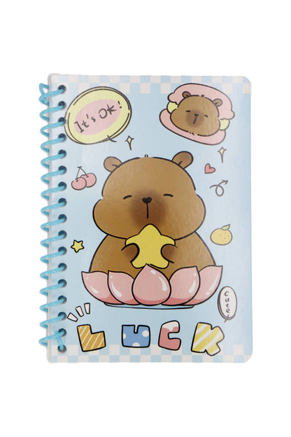 Cuaderno de espiral de 50 páginas con bolígrafo de capibara