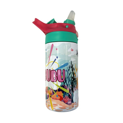 Botella infantile con tapa deportiva y pajita – 350 ml