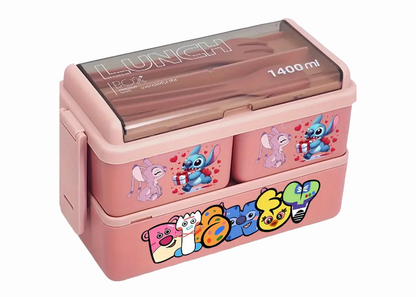 Fiambrera con tuppers y cubiertos STITCH