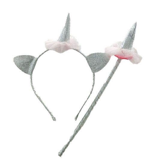 Set de diadema con corona y varita con estrella