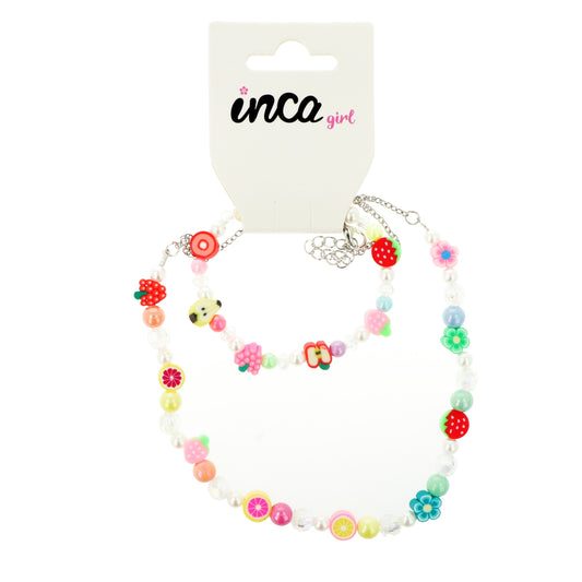 Set collar y pulsera elásticos frutas