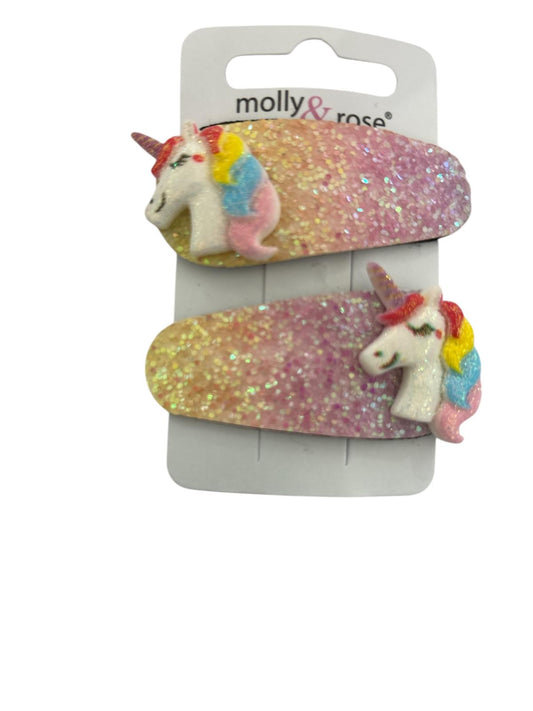 PACK 2 CLIPS UNICORNIO BRILLANTINA