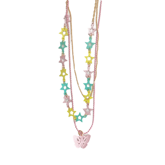 Set 3 collares con cierre (estrellas, mariposas, bolitas)