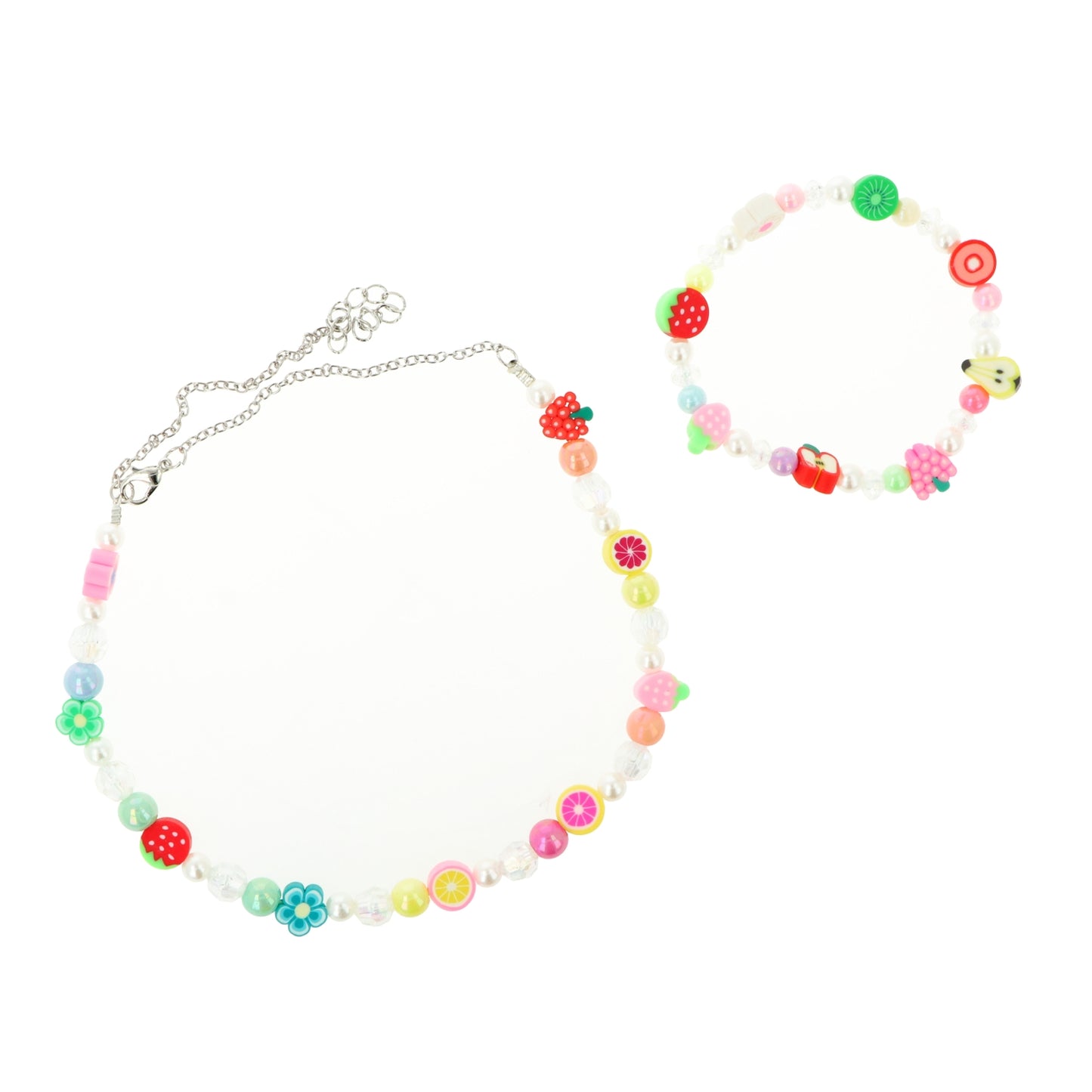 Set collar y pulsera elásticos frutas