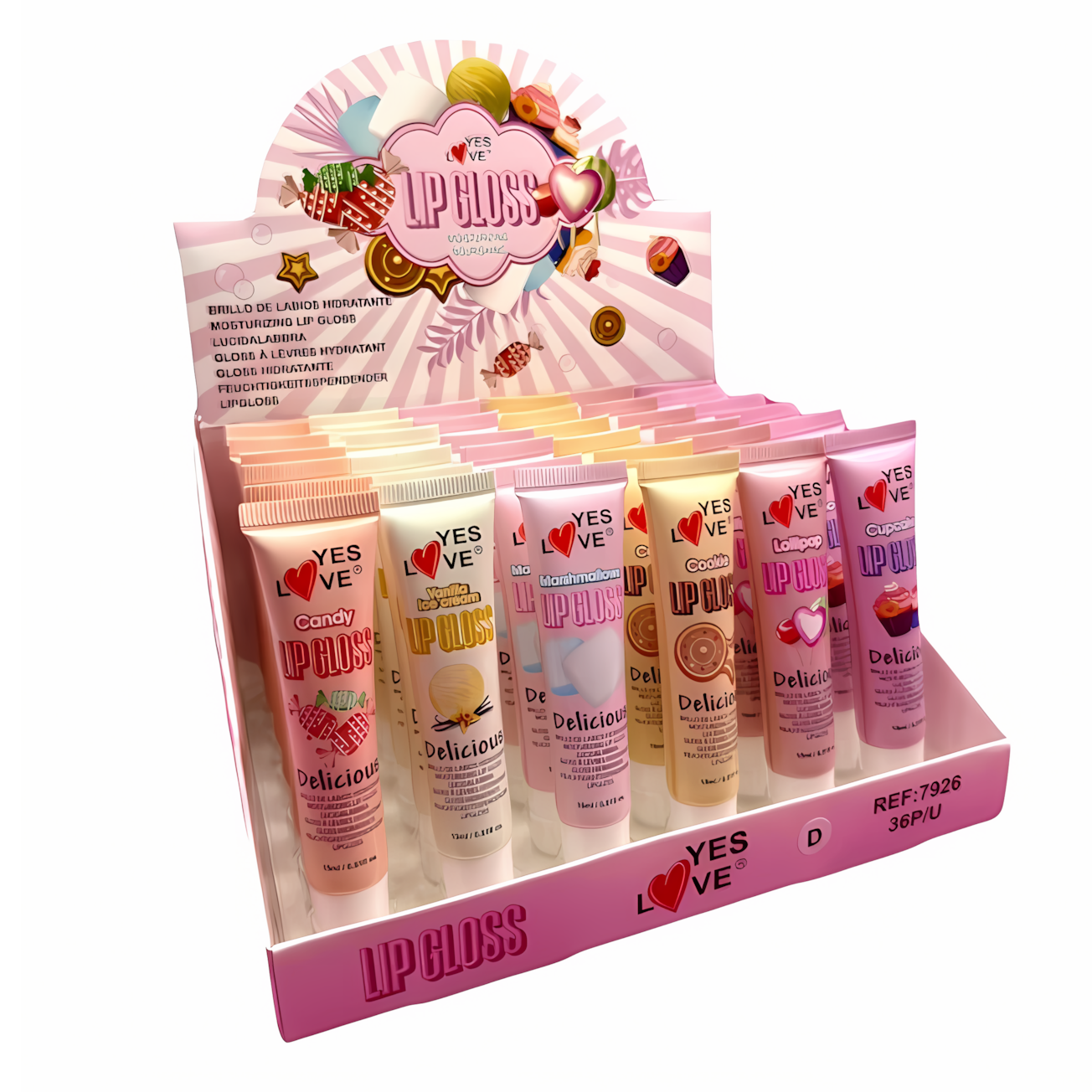 Brillo de labios hidratante dulces mix tubo