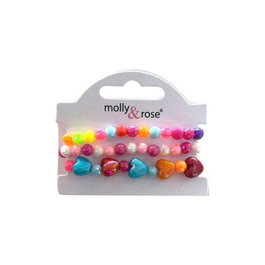 Pulseras de bolitas y corazones!  Pack de 3