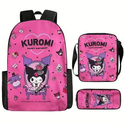 Set Mochila + Estuche + Bolsito Almuerzo Kuromi