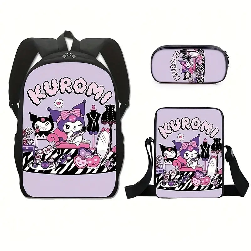 Set Mochila + Estuche + Bolsito Almuerzo Kuromi