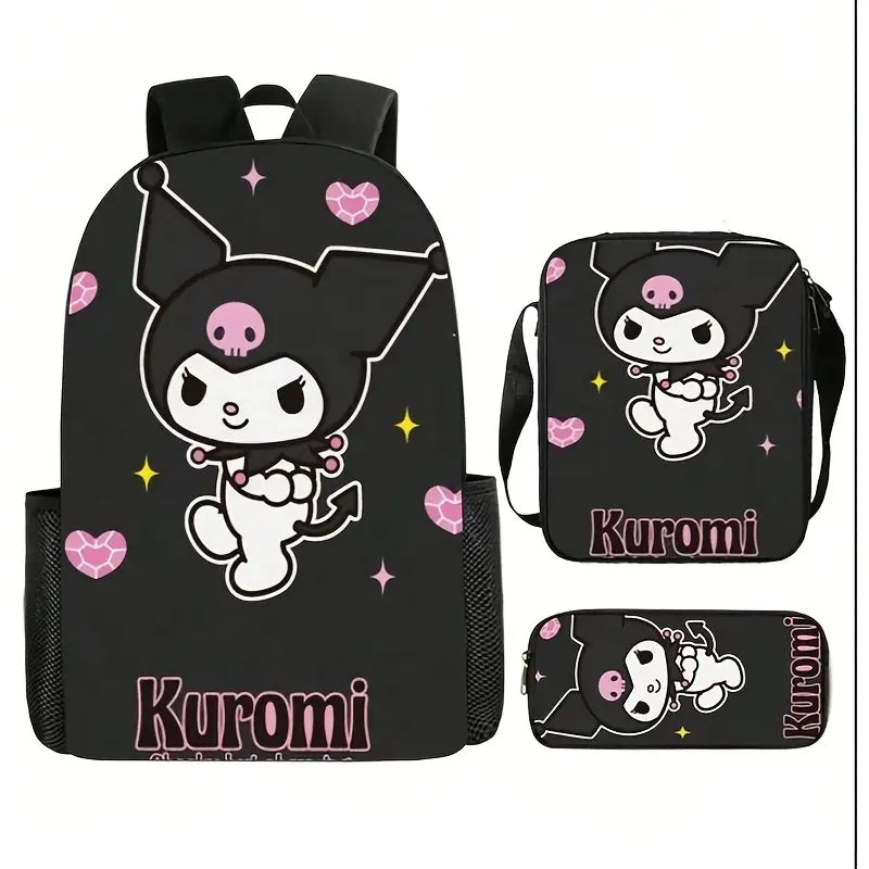 Set Mochila + Estuche + Bolsito Almuerzo Kuromi