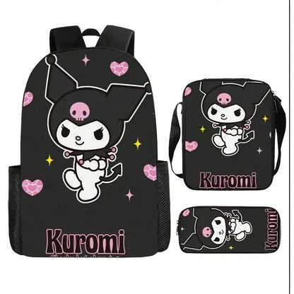 Set Mochila + Estuche + Bolsito Almuerzo Kuromi
